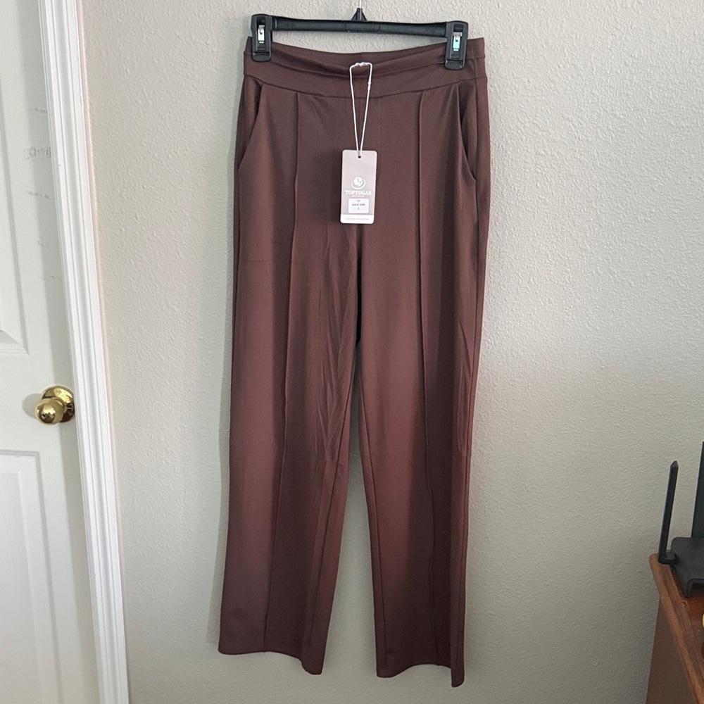 Chic Brown Wide Leg Women's Pants
